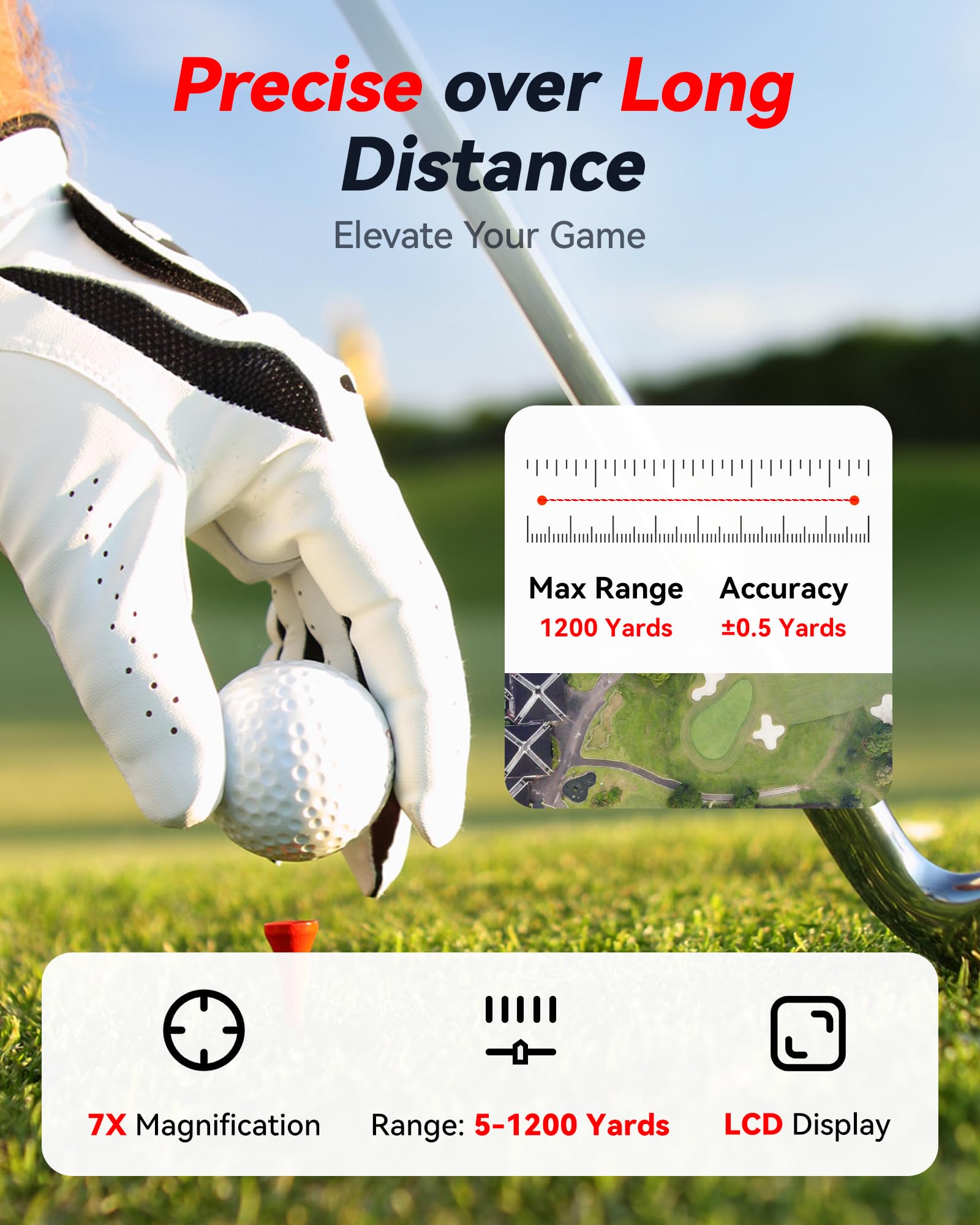Redtiger Golf/Hunting Rangefinder, 7X Magnification 1200 Yards Laser Range Finder With Slope, Built-In Magnetic Bracket, Flag Po