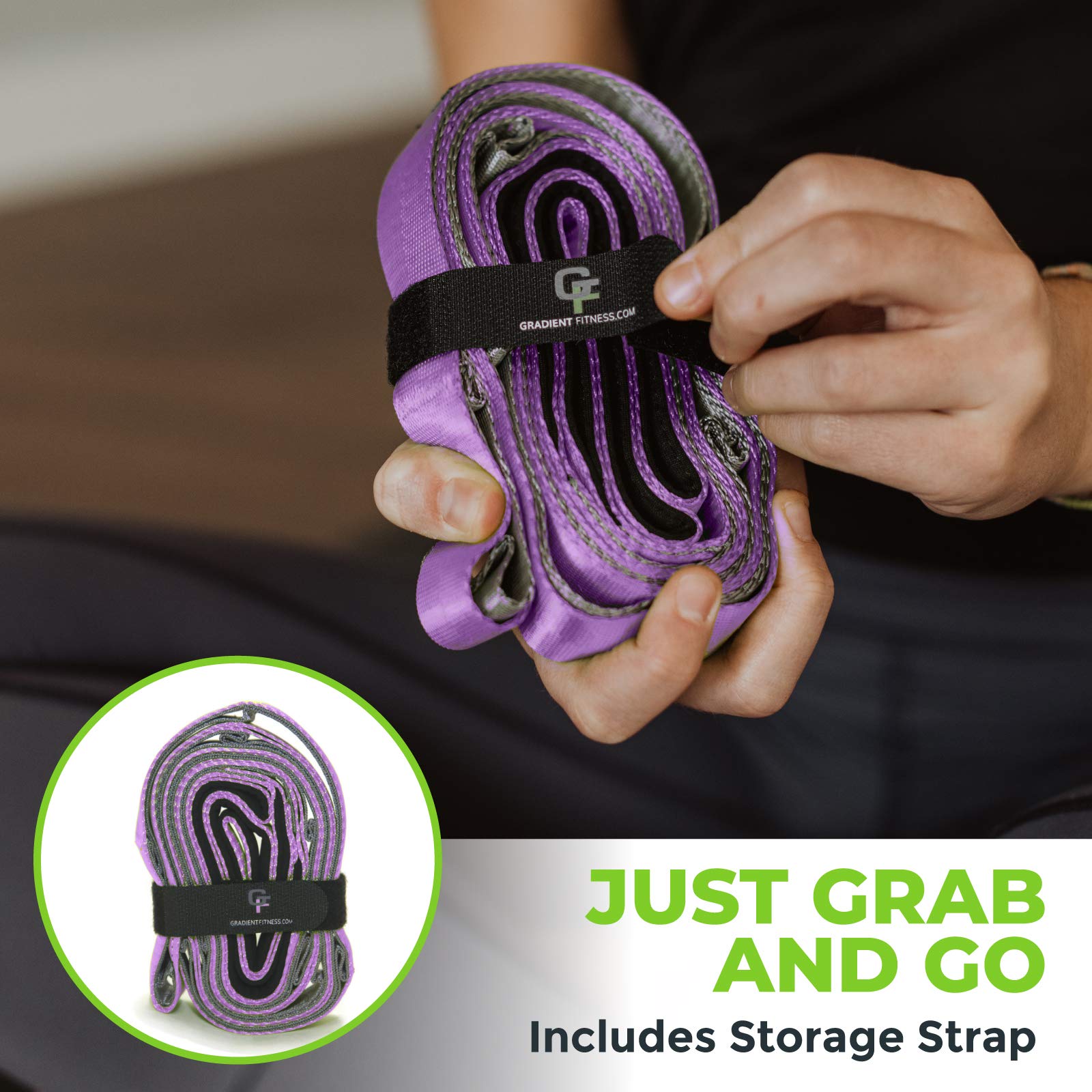 Gradient Fitness Stretching Strap For Physical Therapy, 12 Multi-Loop Stretch Strap 1'' W X 8' L, Neoprene Handles, Physical The