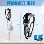 Hicarer 2 Pieces Skull Key Chain Skull Carabiner Wallet Chain For Men Heavy Metal Skull Key Ring Skull Clasp Key Buckle (Black)