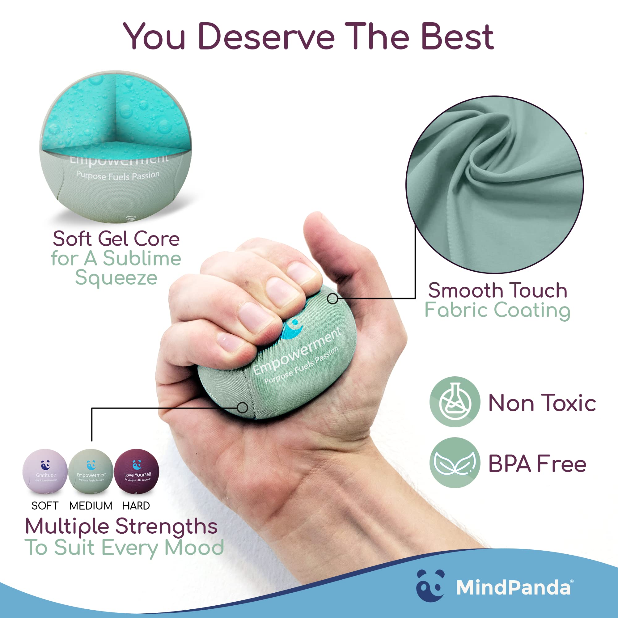 Mindpanda Hand Therapy Exercise Stress Ball Bundle - Tri-Density For Adults And Kids - Grip Strengthening For Hand Therapy - Anx