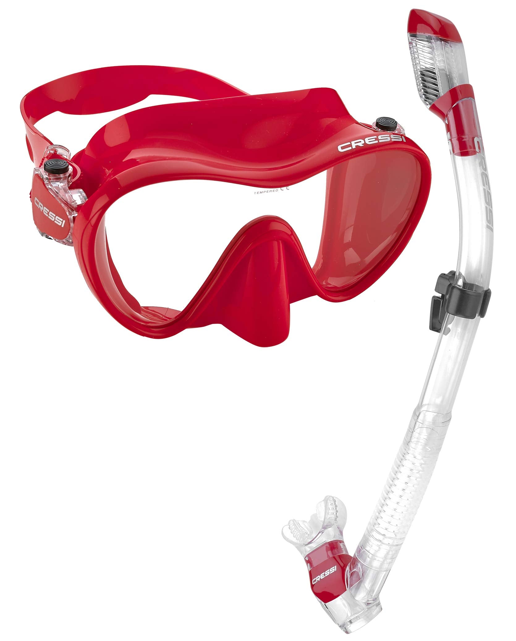 Cressi Italian Boutique Collection - Tempered Glass Lens Frameless Scuba Snorkeling Dive Mask - Splash Guard Dry Snorkel Set