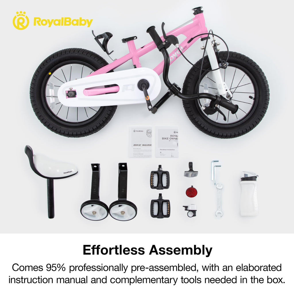Royalbaby Freestyle Outdoor Childrens Bicycle Dual Handbrakes Sporty Kid Bike with Training Wheels and Adjustable Seat, 12 Inch