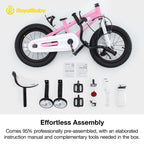 Royalbaby Freestyle Outdoor Childrens Bicycle Dual Handbrakes Sporty Kid Bike with Training Wheels and Adjustable Seat, 12 Inch