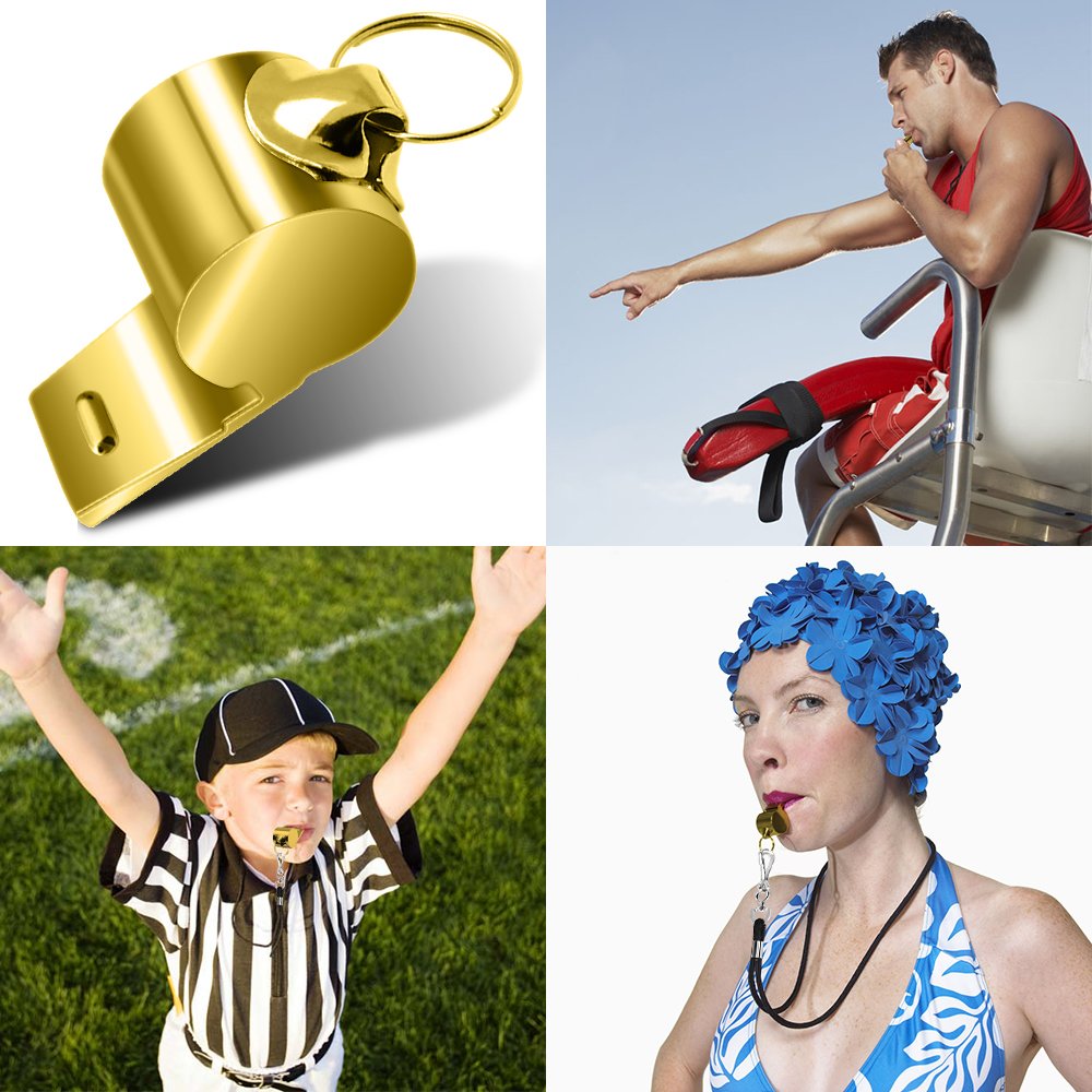 5 Packs Stainless Steel Whistle, Finegood Loud Metal Whistle With Lanyard For Referees Coaches Lifeguards Survival Emergency Foo