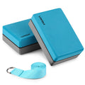 Decdeal 2 Pack Yoga Blocks with Yoga Strap EVA Foam Exercise Yoga Blocks Bricks Set for Stretch Flexibility Alignment
