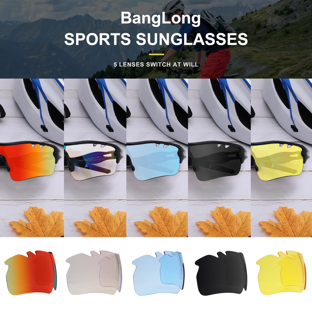 Polarized Sports Sunglasses For Men Women With 5 Interchangeable Lenes For Cycling Sunglasses Running Baseball Golf Softball Dri