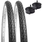 2 Pack 26 X 1 3/8 (37-590) Road Bike Tires Plus 2 Pack 26'' Bike Tubes 26X1 3/8 Av33 Schrader Valve Compatible With 26X1 3/8 Bik