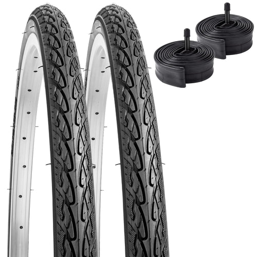 2 Pack 26 X 1 3/8 (37-590) Road Bike Tires Plus 2 Pack 26'' Bike Tubes 26X1 3/8 Av33 Schrader Valve Compatible With 26X1 3/8 Bik