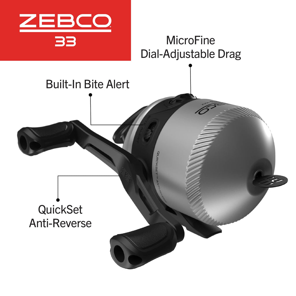 Zebco 33 Max Spincast Reel And Fishing Rod Combo, 6-Foot 6-Inch 2-Piece Rod With Comfortable Eva Handle, Quickset Anti-Reverse R