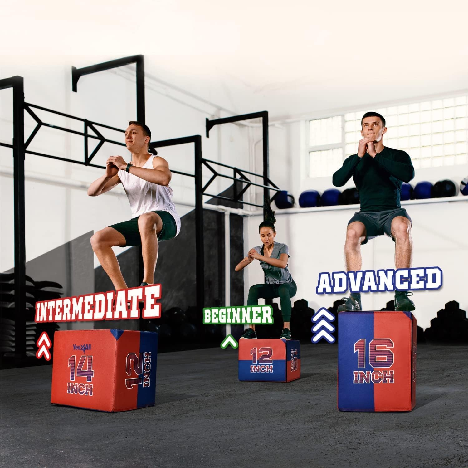 Yes4All 3 In 1 Soft Plyo Box Wooden Core, Foam Plyometric Box For Exercise, Plyometric Training, Available In 4 Sizes
