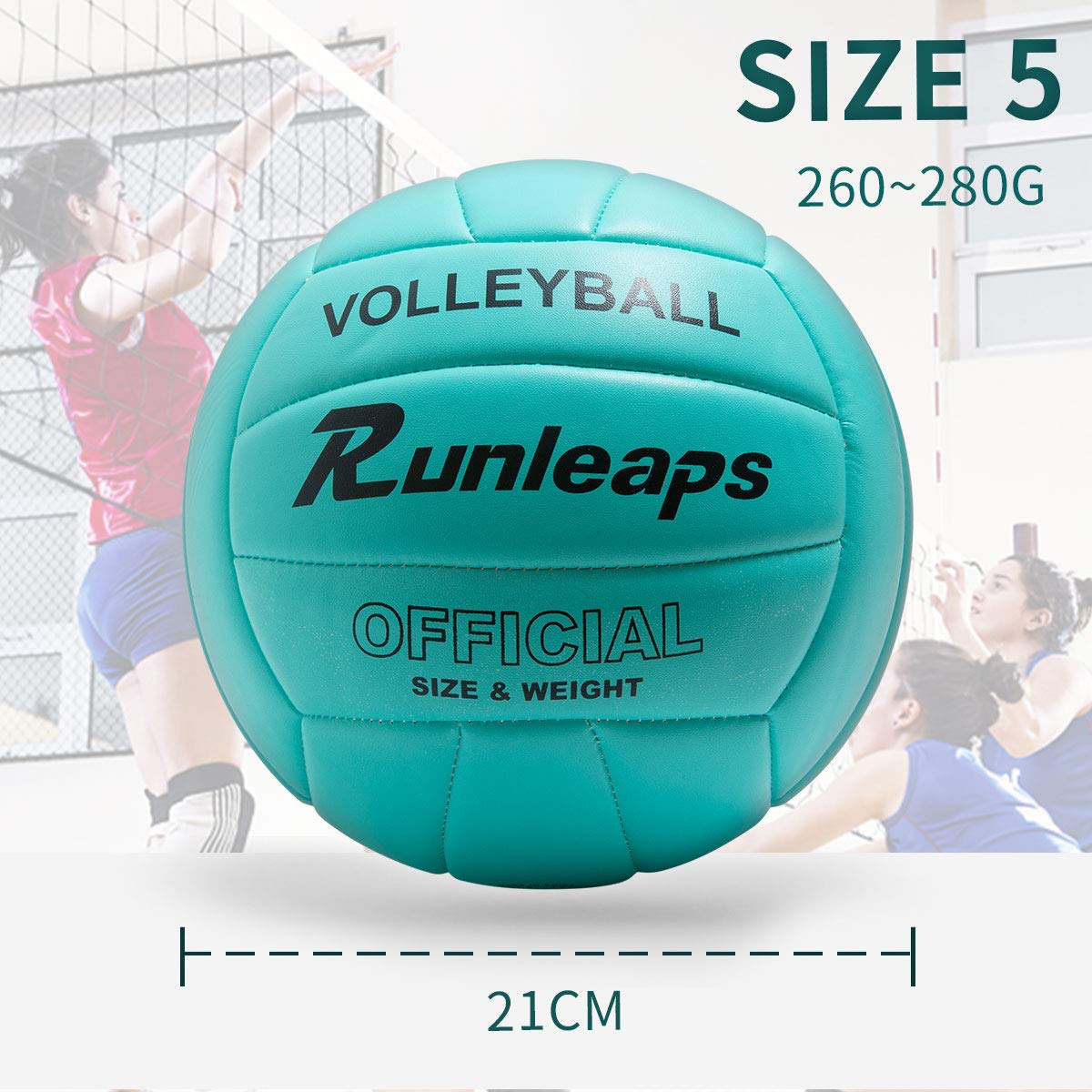 Runleaps Volleyball, Waterproof Indoor Outdoor Volleyball For Beach Game Gym Training (Official Size 5, Blue)