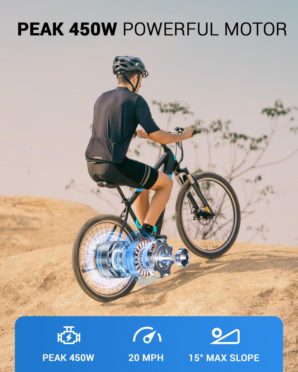 MULTIJOY EB262 Electric Bike for Adults,High-Power 350W (Peak 450W) Motor, 36V Built-in Invisible Removable Battery,Front Fork S