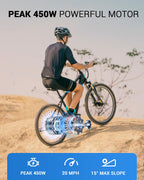 MULTIJOY EB262 Electric Bike for Adults,High-Power 350W (Peak 450W) Motor, 36V Built-in Invisible Removable Battery,Front Fork S