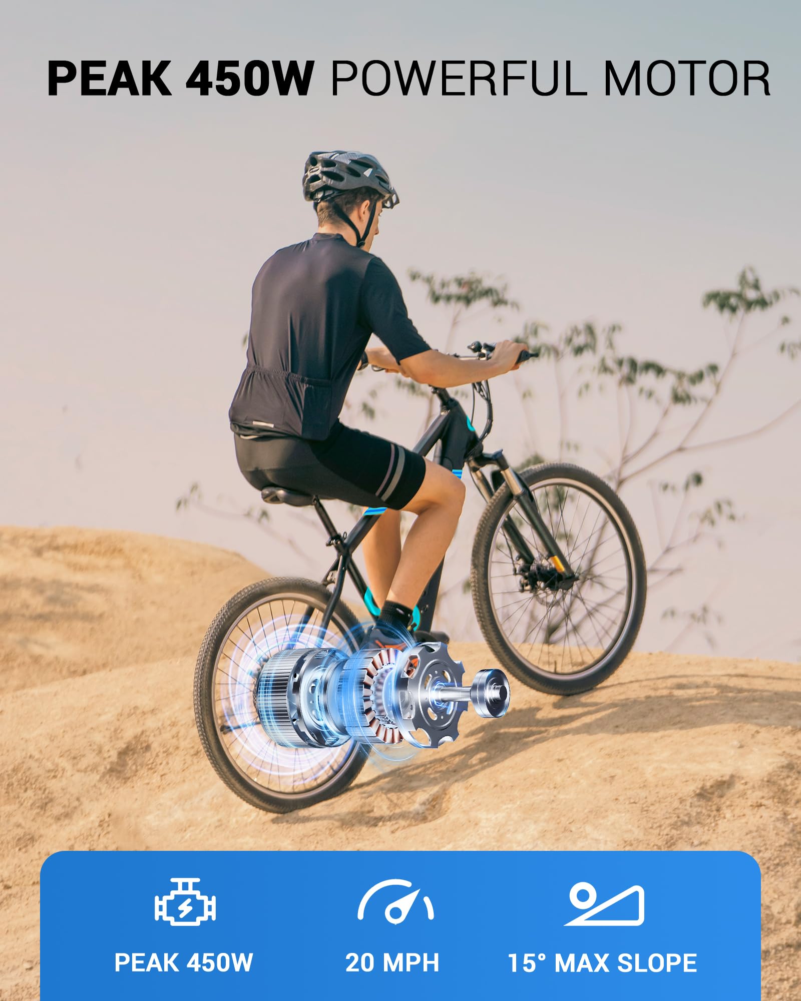 MULTIJOY EB262 Electric Bike for Adults,High-Power 350W (Peak 450W) Motor, 36V Built-in Invisible Removable Battery,Front Fork S