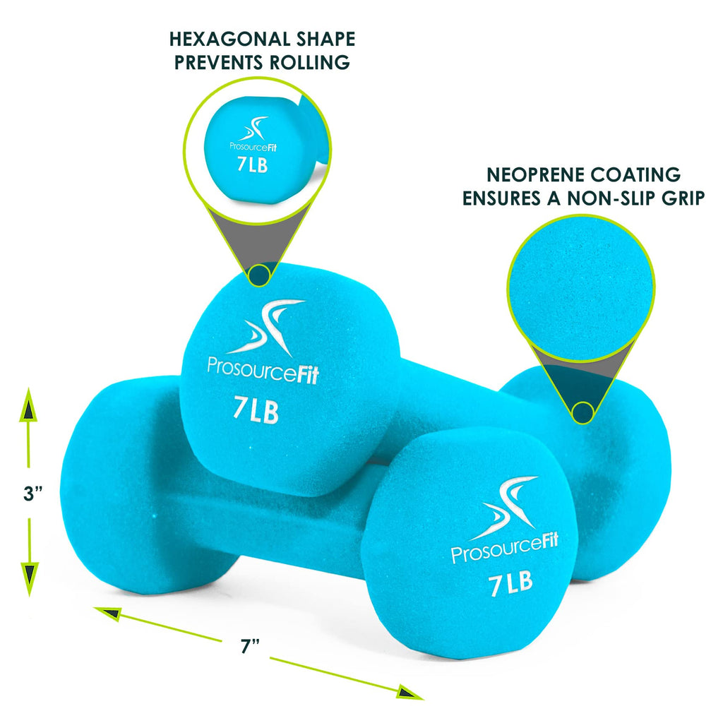 Prosourecefit Set Of Two Neoprene Dumbbells, Sky Blue, 7 Pounds (Ps-1147-Neo-Sky)