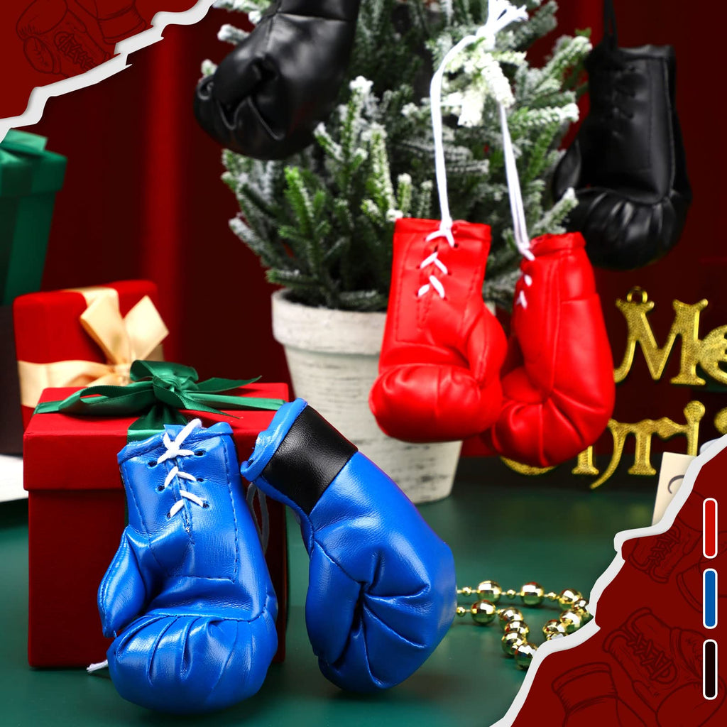 Batiyeer 24 Pcs Mini Boxing Gloves For Car Mirror Hanging Miniature Punching Gloves Pendant Boxing Christmas Ornament Miniature