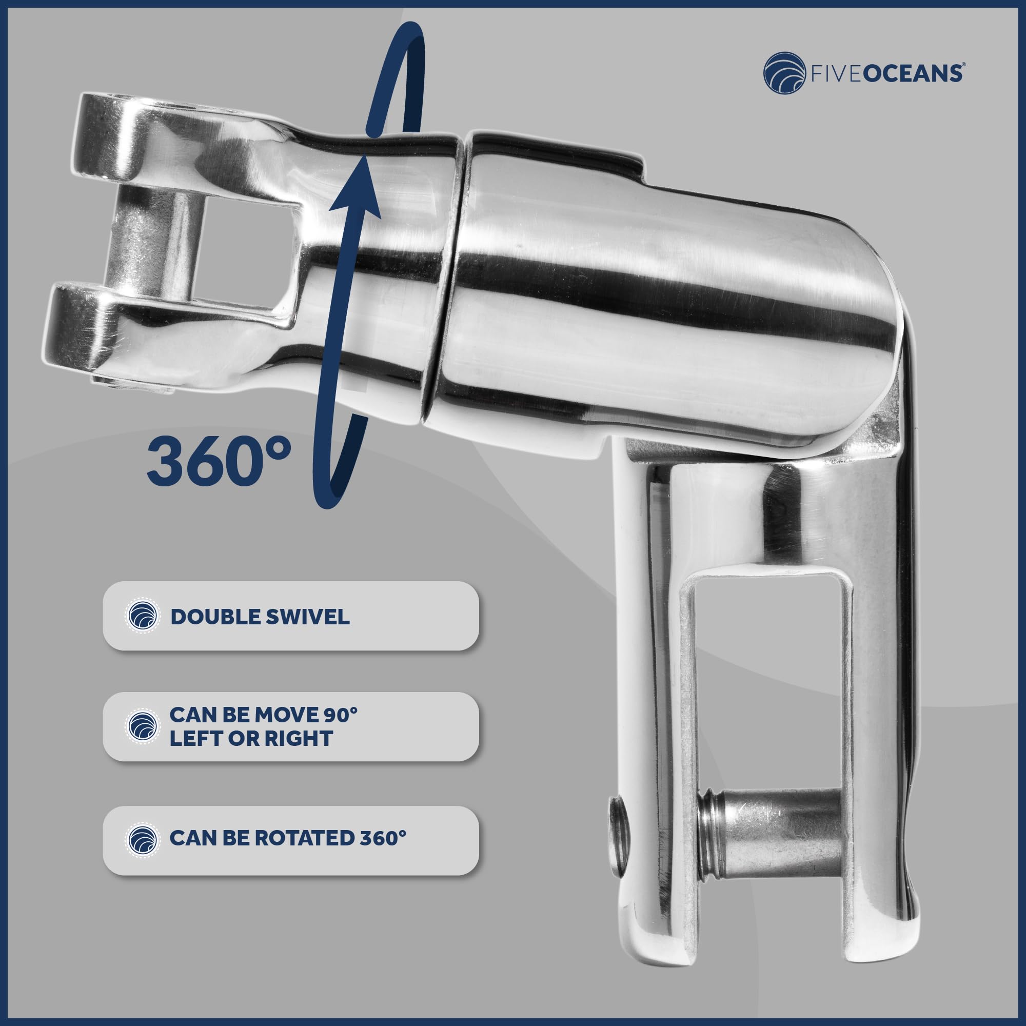 Five Oceans 316 Stainless Steel Multidirectional Boat Anchor Swivel, Anchor Chain Swivel Connector, Up To 5/16-Inch Chain, 360-D
