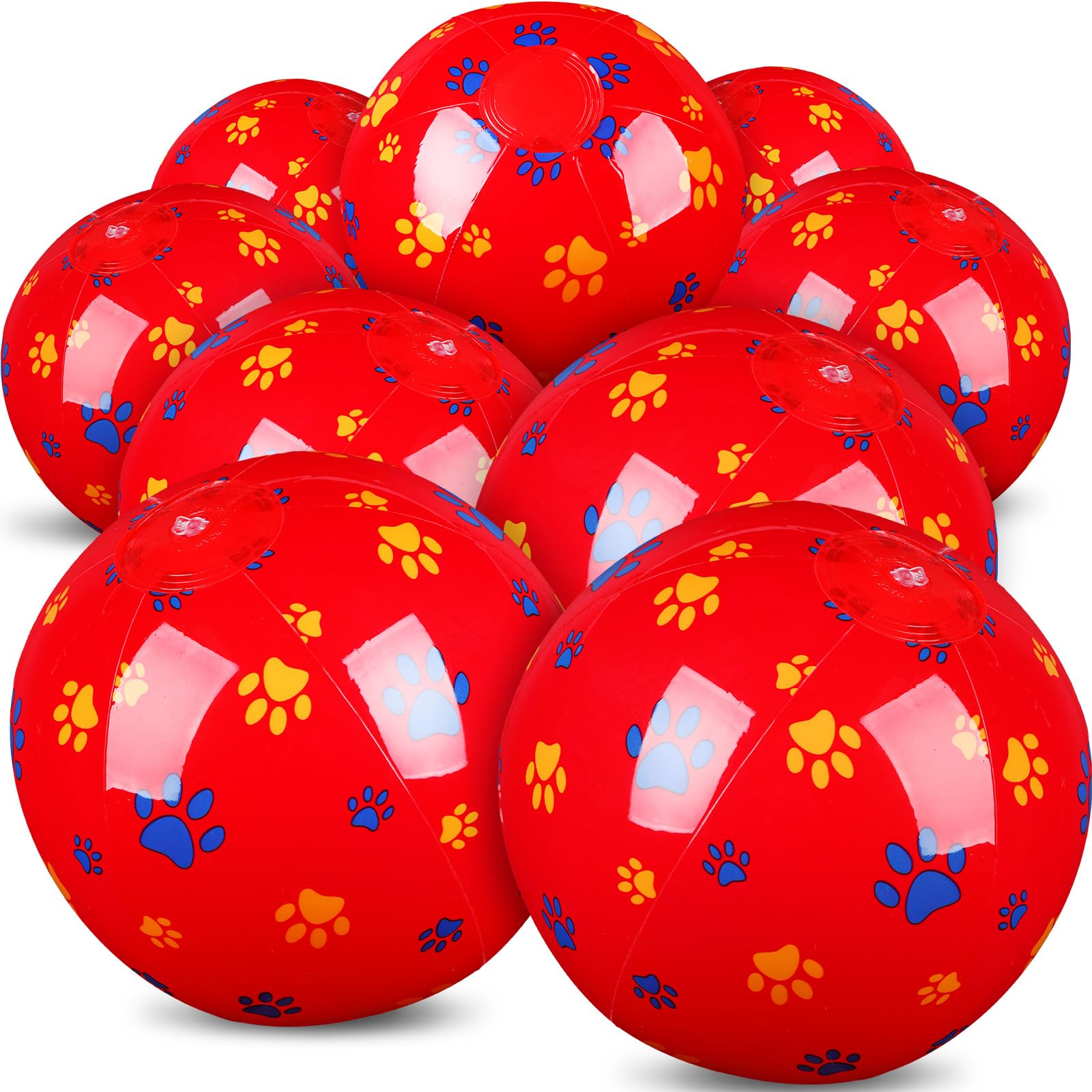 Hollowfly 12 Pack Red Dog Paw Themed Beach Ball for Kids 7.87 Bulk for Summer Pool and Beach Game Gifts Red and Dog Birthday Par
