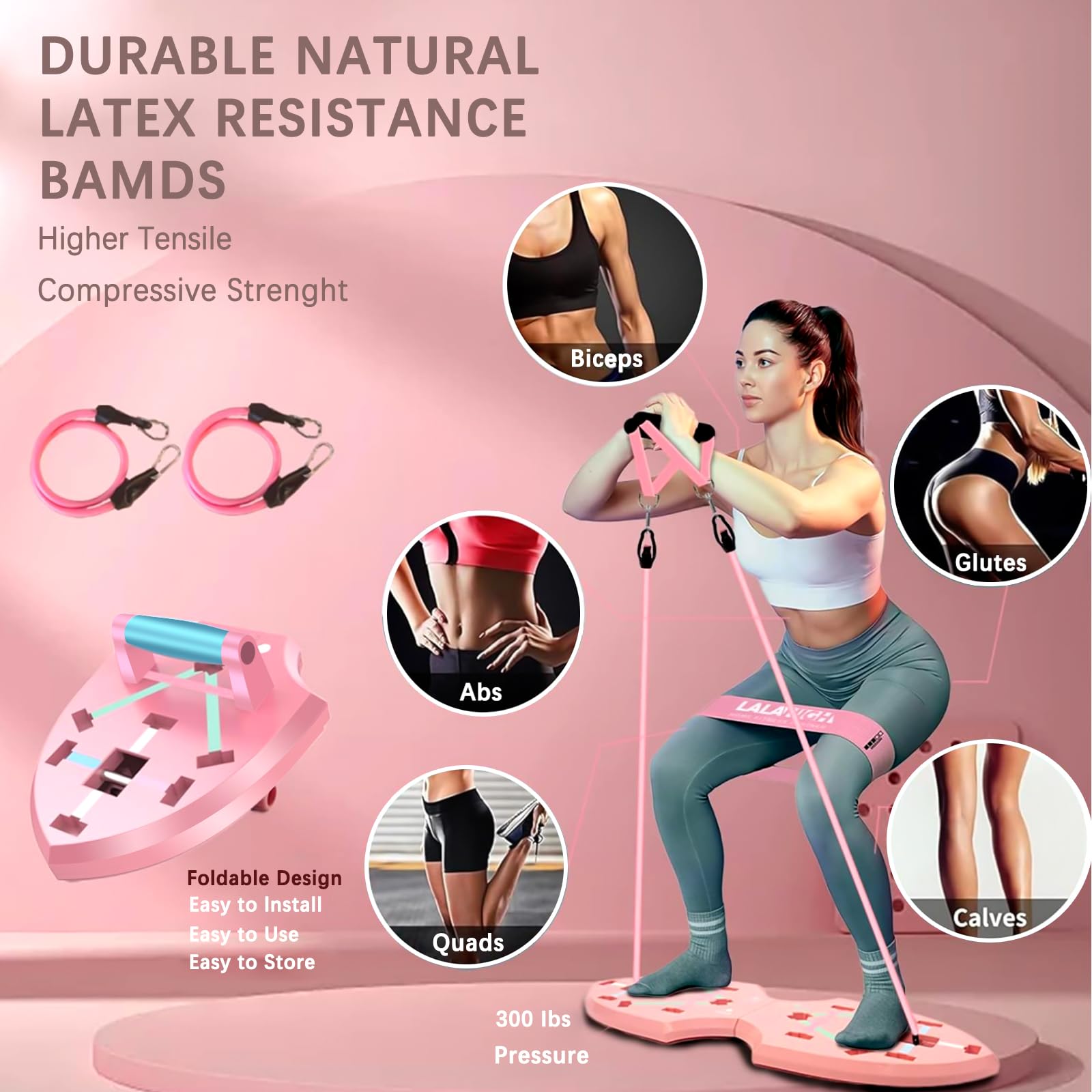 Lalahigh Portable Home Gym System For Men And Women:Push Up Board, Pilates Bar & 20 Fitness Accessories With Resistance Bands An