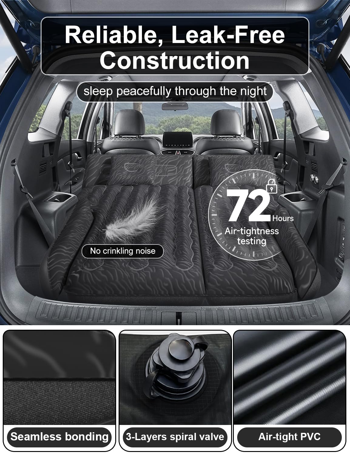 Umbrauto Suv Air Mattress For Car Camping, Back Trunk Sleeping Airbed With Pump For 4Runner, Outback, Forester, Cherokee, Rav4,
