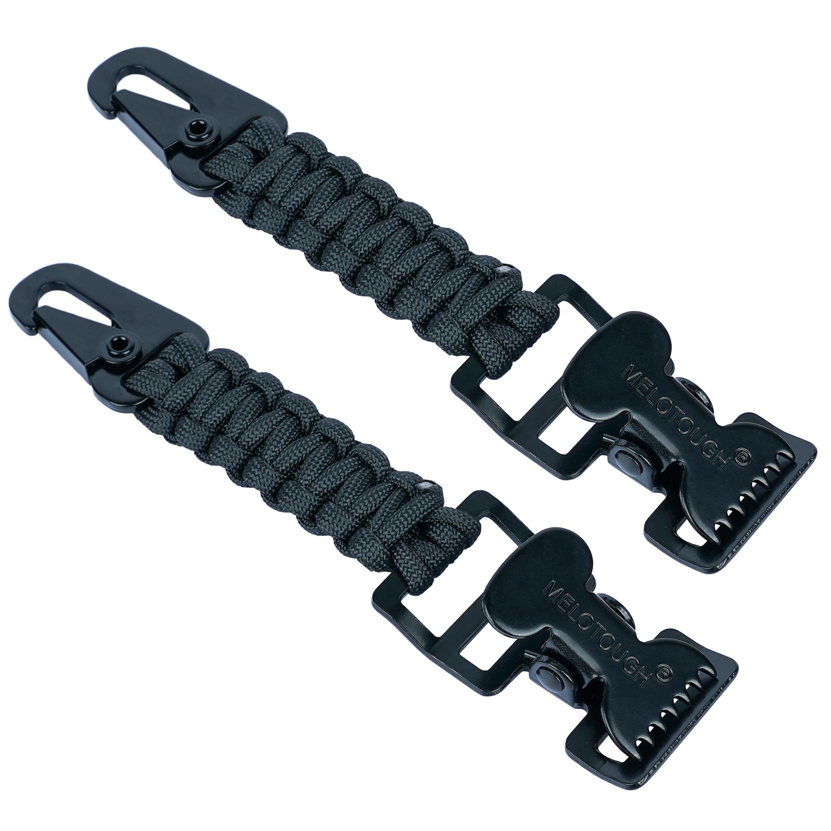 Melotough Tactical Glove Clip Braided Paracord Glove Holder Clip For Hunting, Hiking, Camping, Outdoor Activities (Black 2Pcs)