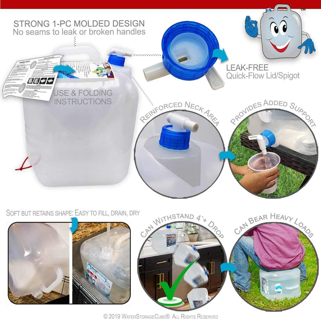 Waterstoragecube Bpa-Free Collapsible Water Container With Spigot, Food-Grade Camping Water Storage Carrier Jug For Outdoors Hik
