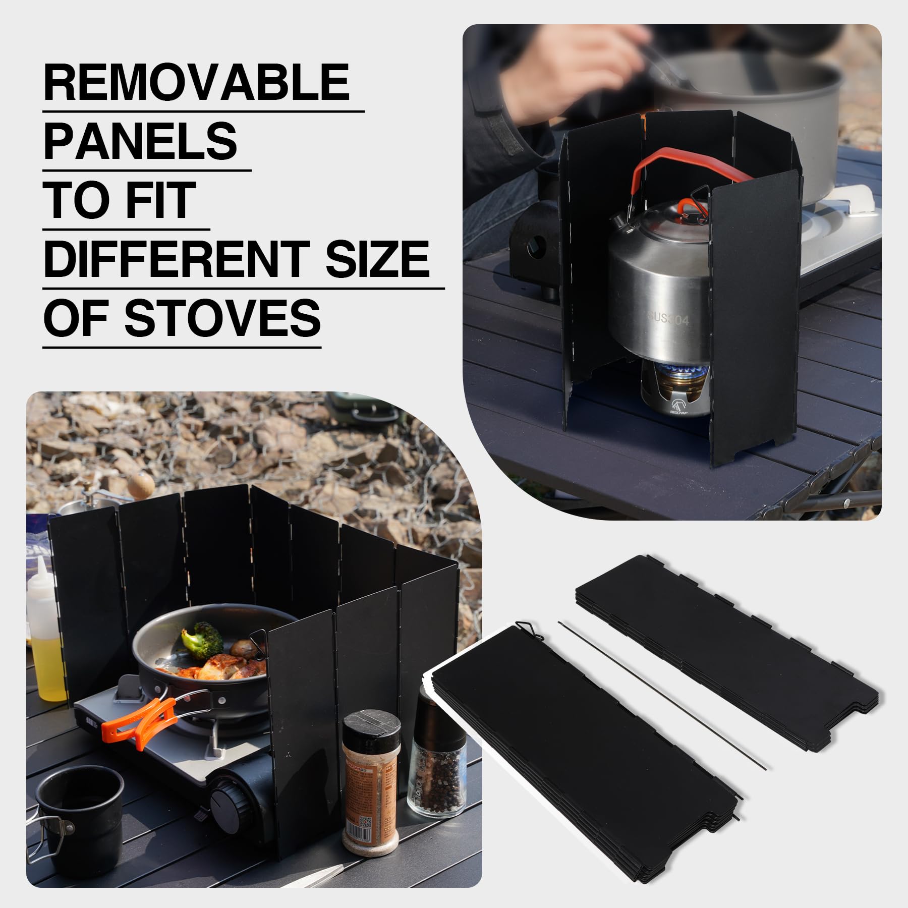 Redcamp 9.5 High Folding Outdoor Stove Windscreen, 16 Plates Aluminum Camping Stove Windshield With Carrying Bag, Lightweight Bu