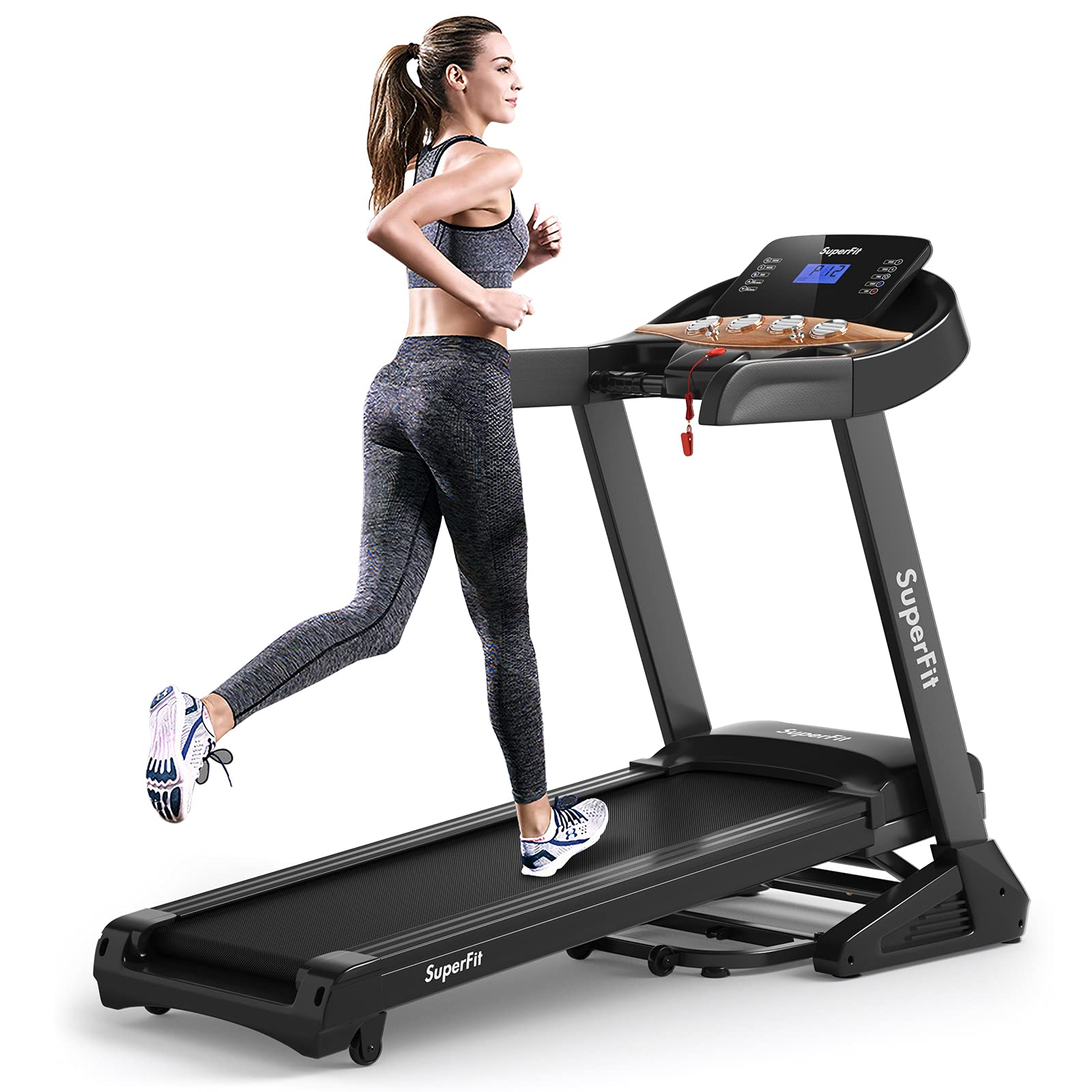 Goplus 3.75Hp Folding Treadmill With Incline, Electric Superfit Treadmill W/App Control, 12 Preset & 3 Custom Programs, Blue Too