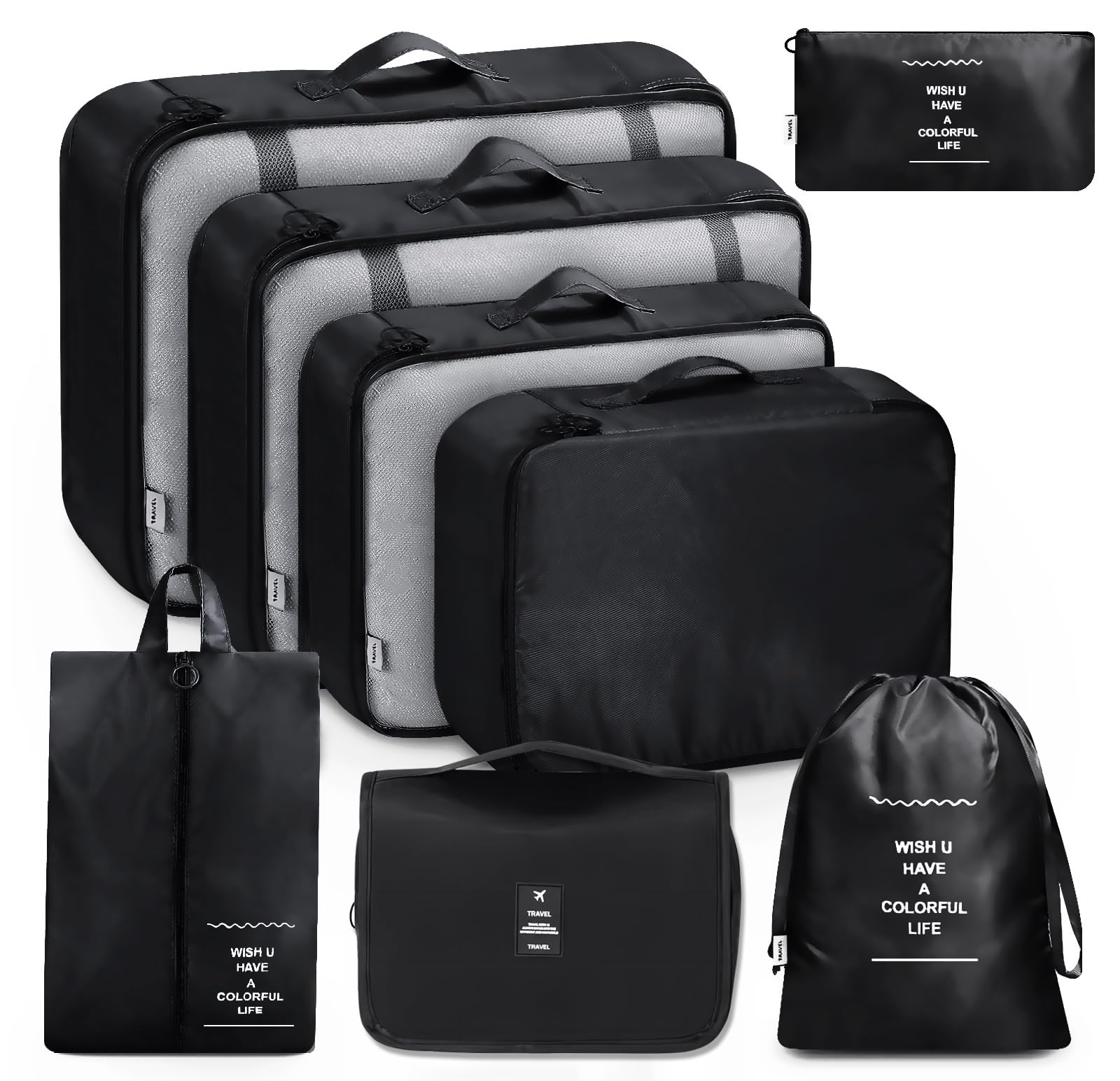 Murise Packing Cubes For Travel, 8 Pcs Suitcase Organiser Bags For Travel Essentials, Durable Luggage Organiser Set, Packing Org