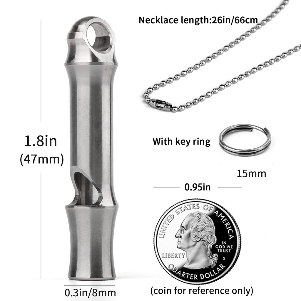 Tisur Titanium Emergency Keychain Necklace Whistle,Edc Safety Whistles For Women And Kids,Loud Up To 120Db, Survival Whistles Fo