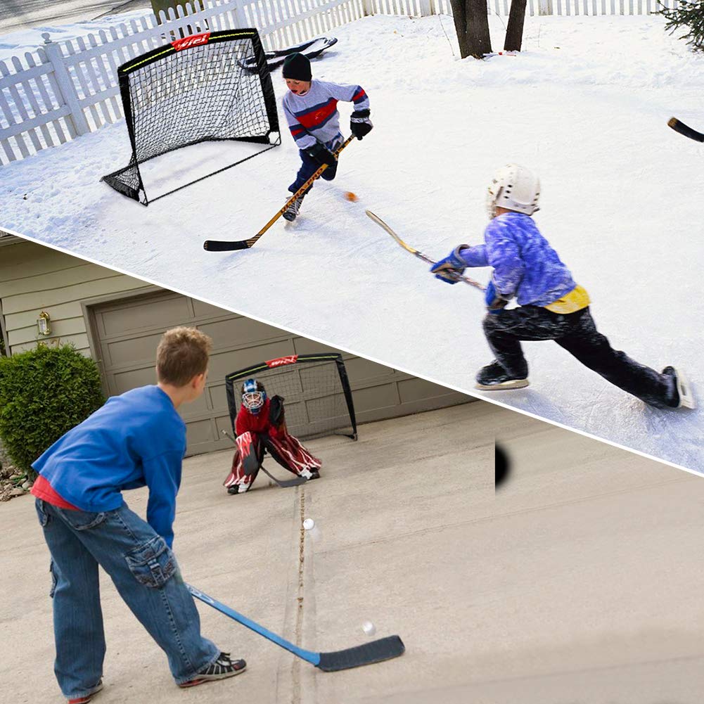 Wiel Soccer Goal, 4Ft X 3Ft Net Easy Fold-Up Training Goals W' Reflective Strips For Playing At Nightfall, Set Of 2 For Family T