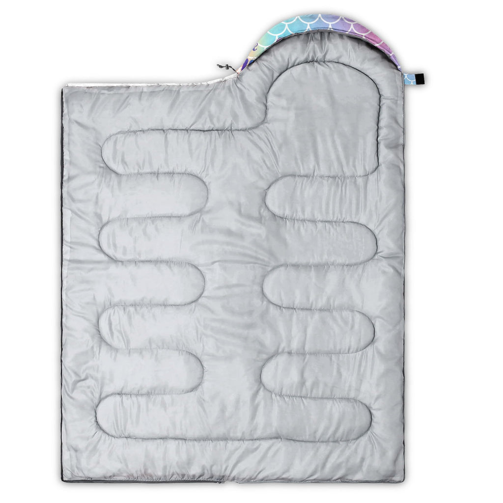 Datura Home Kids Sleeping Bag For Girls,Mermaid Rainbow Scales-Lightweight Warm Outdoor Indoor-Waterproof Cold Weather Resistant