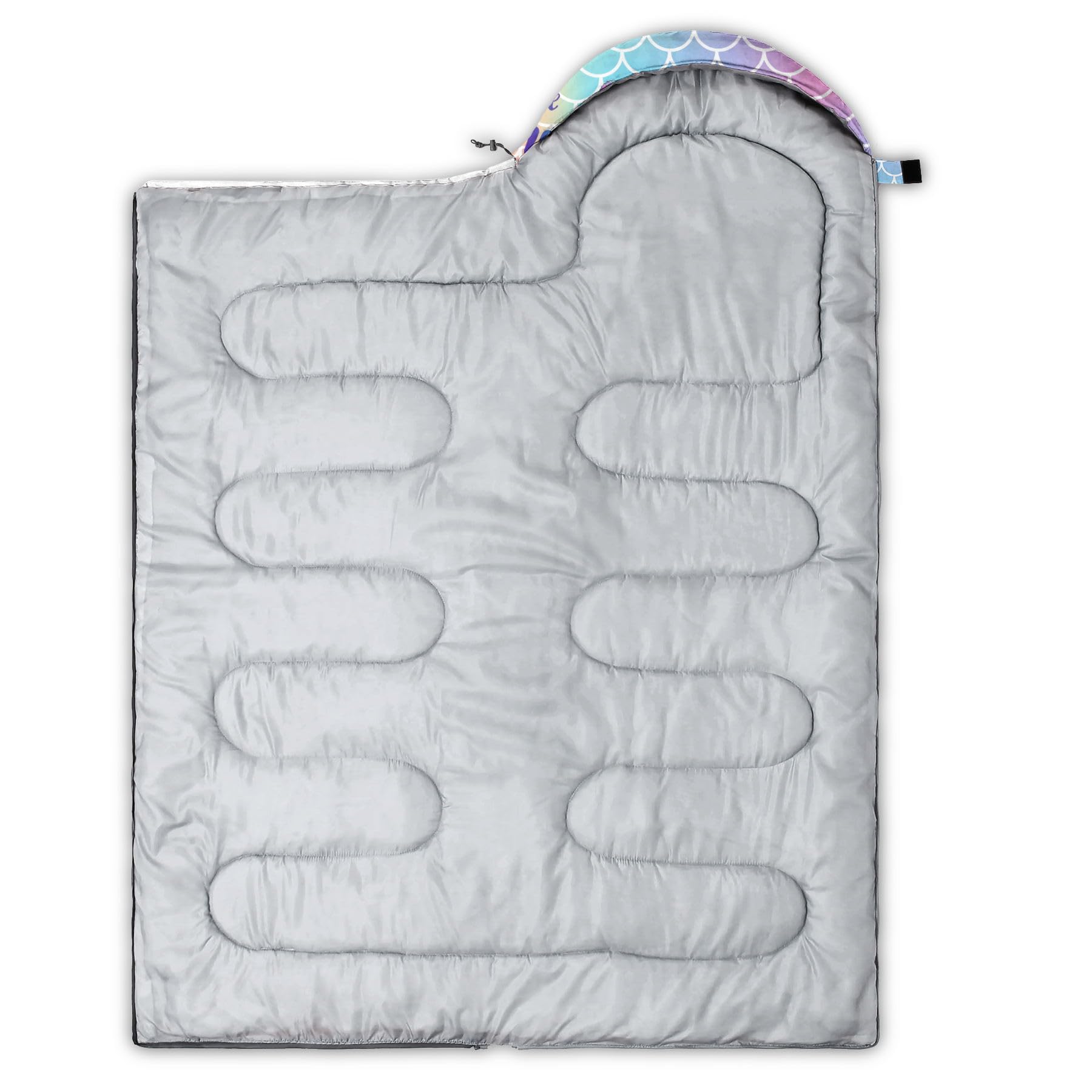 Datura Home Kids Sleeping Bag For Girls,Mermaid Rainbow Scales-Lightweight Warm Outdoor Indoor-Waterproof Cold Weather Resistant