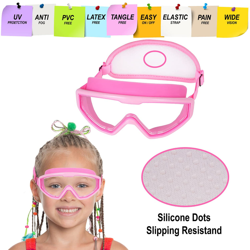 Hydrocomfy Kids Goggles Swimming 4-7, Childrens Swimming Goggles, Pink Mermaid/Unicorn Swimming Goggles For Kids/Toddlers/Youth