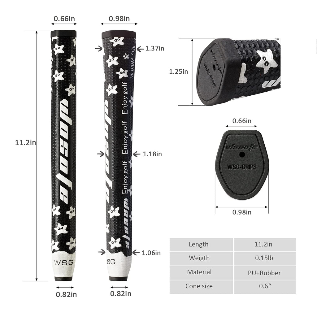 Golf Putter Grip Mid Slim 2.0 Rubber Mens Silica Gel Particle Anti-Slip Lightweight Starfish Pattern Several Colors To Choose(Bl