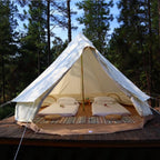 Outdoor Family Camping Safari Glamping Tent Waterproof Luxury 3/4/5/6M Yurt Bell Tent With Mesh Screen (Off White Oxford Tent, 6