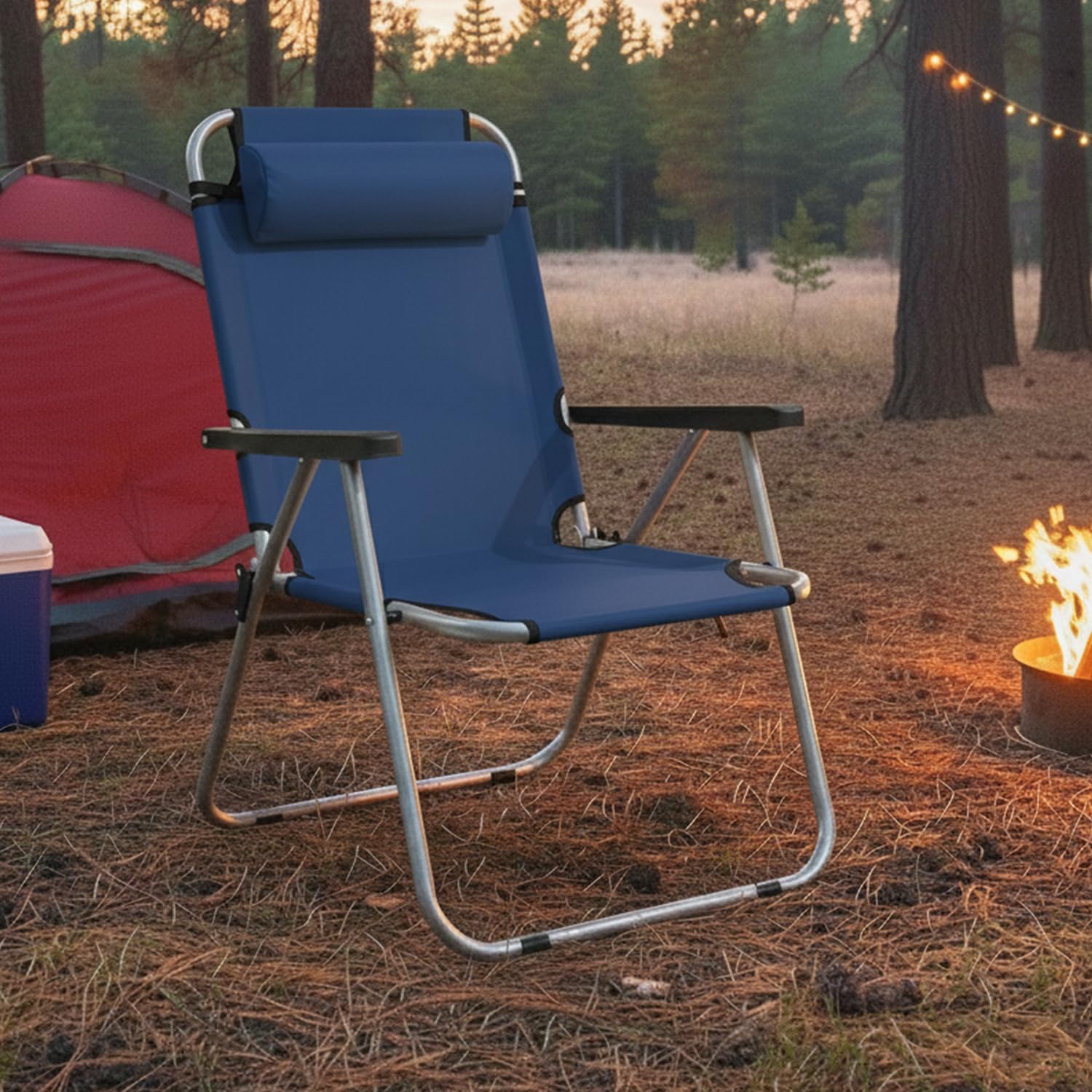 Hacer Camping Chair With Adjustable Pillow And Arm Rest Portable & Lightweight Foldable Garden Fishing Chairs For Travelling Out