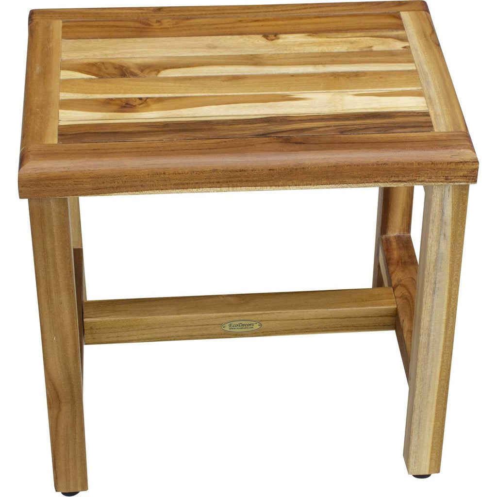 Homeroots Compact Rectangular Teak Shower Or Outdoor Bench In Natural Finish