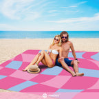 Hiwoss Beach Blanket Waterproof Sandproof Oversized 95   X 80   ,Sand Free Beach Mat With Corner Pockets,Portable Mesh Bag For T