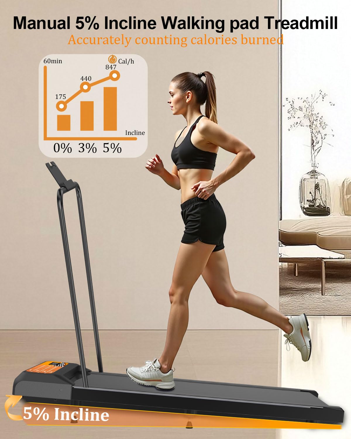 Cyclerade Treadmill With Handle Bar For Home Small, Under Desk Treadmill With Remote Control Led Display 5.0 Speed For Home & Of