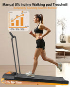 Walking Pad Treadmill With Handle Bar, 2.5 Hp Small Treadmills For Home With App Remote Control And Led Display, 4.0 Speed Porta