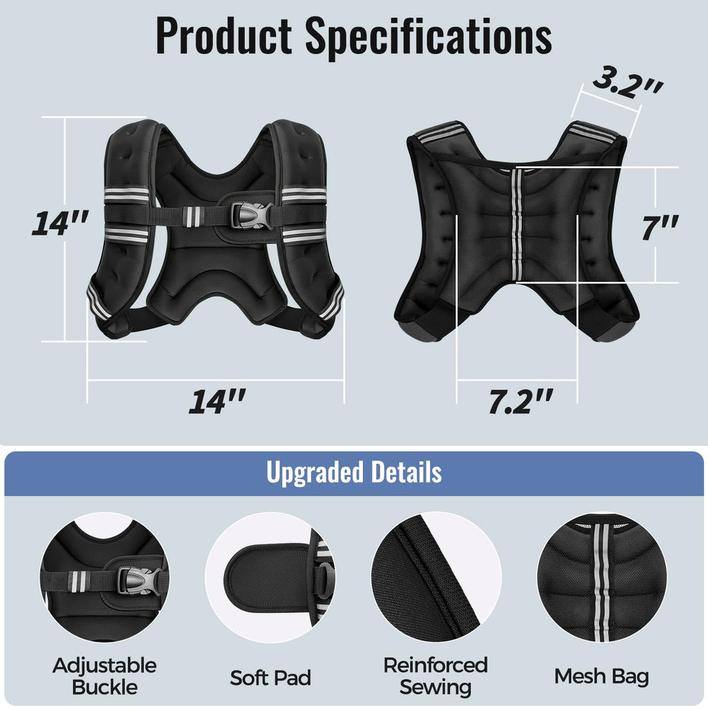 Zeerun Weighted Vest for Women & Men with Reflective Stripe and Adjustable Buckle, Comfortable & Durable Rucking Vest for Walkin