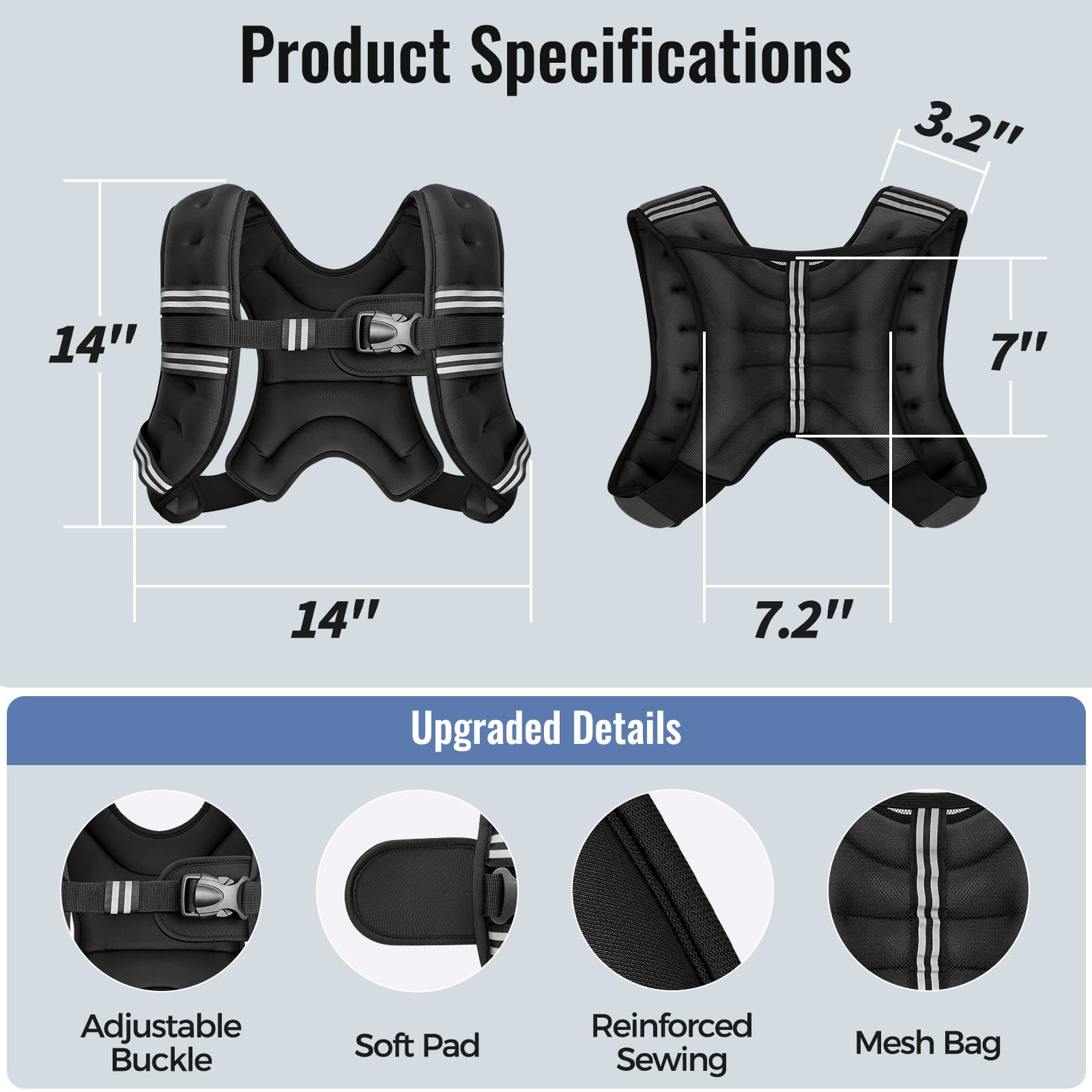 Zeerun Weighted Vest for Women & Men with Reflective Stripe and Adjustable Buckle, Comfortable & Durable Rucking Vest for Walkin