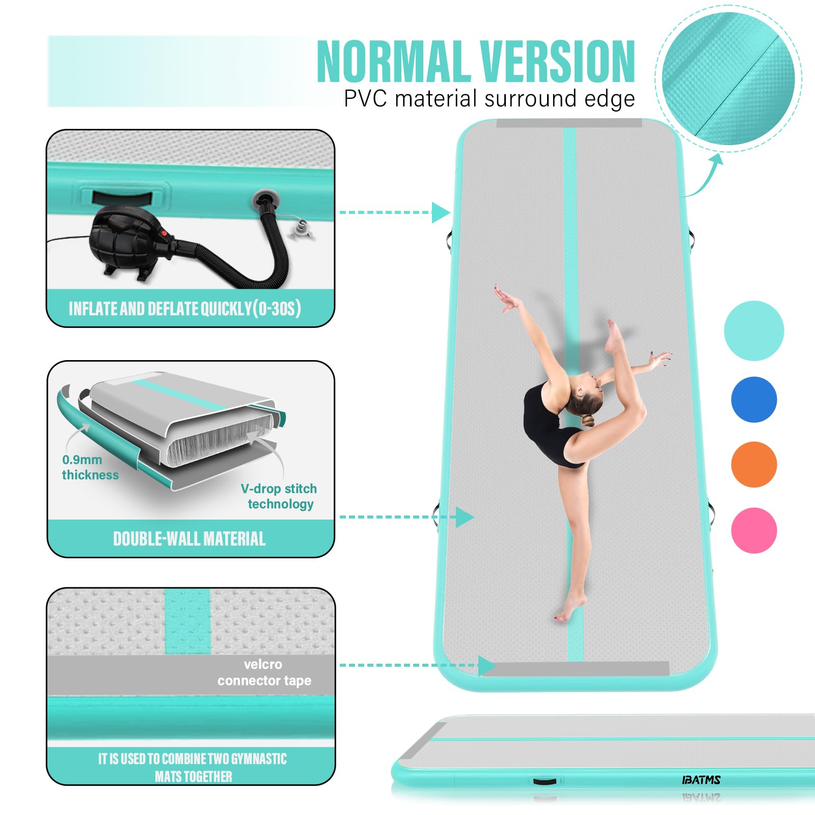 Ibatms Air Tumbling Mat Tumble Track, 4/8Inches Inflatable Gymnastics Air Mat For Home Use/Training/Cheerleading/Yoga/Water With