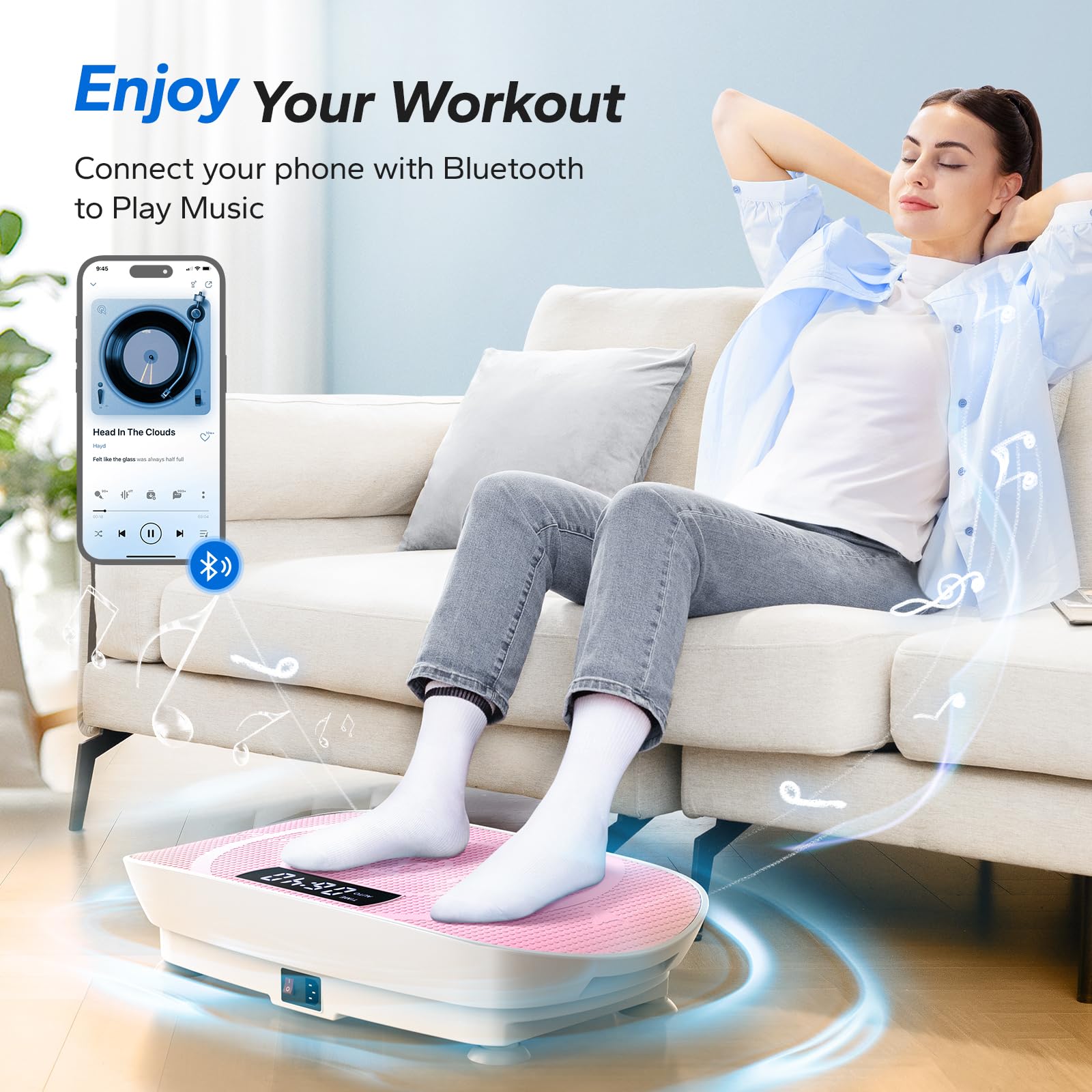 Merach Vibration Plate Exercise Machine, Whole Body Workout Equipment For Women, Bluetooth And Silicone Pedal, Vibration Plate F