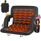 Double Heated Stadium Seats For Bleachers With Back Support And 25'' Wide Cushion, Extra Portable Bleacher Seat Foldable Stadium