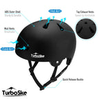 Turboske Skateboard Helmet, Bmx Helmet, Multi-Sport Helmet, Bike Helmet For Kids, Youth, Men, Women (Black, S/M (20.5''-22.8''))