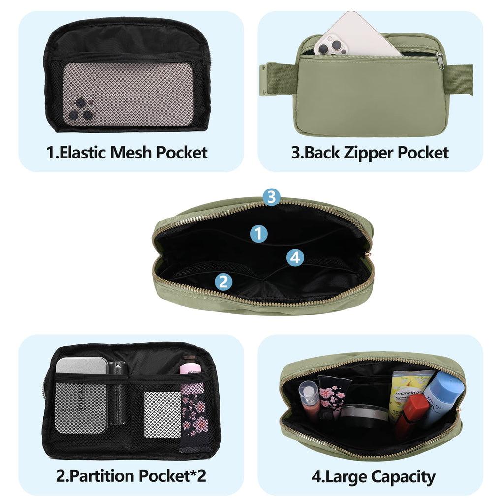 Vorolo Fanny Pack Christmas Gift For Women And Men Crossbody Bag Belt Bag Bum Bag With Adjustable Strap For Sportskhaki Green Wi