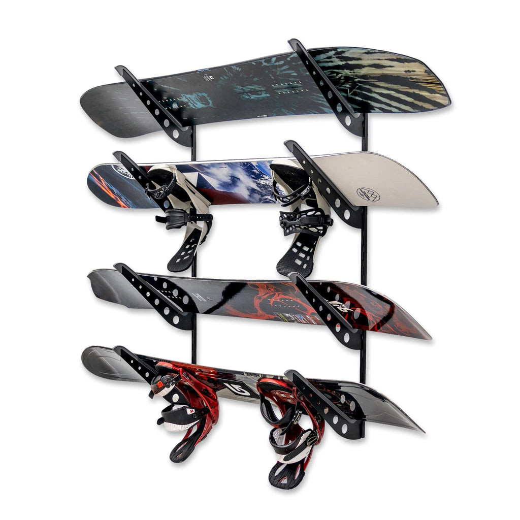 Storeyourboard Adjustable Snowboard Storage Rack, Wall Mount 4 Board Display