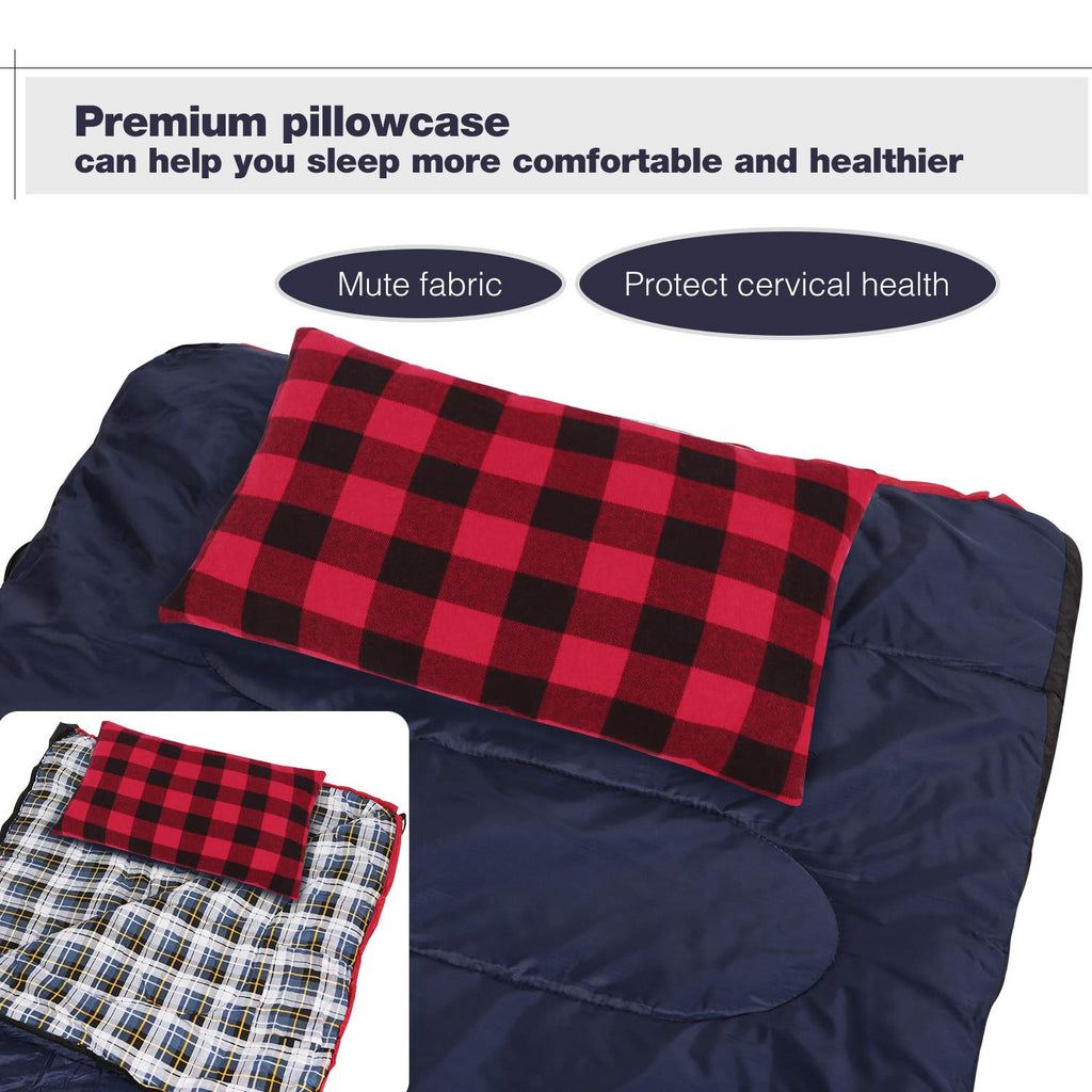 Redcamp Small Camping Pillow Lightweight And Compressible, 1Pc Flannel Travel Pillow With Removable Pillow Cover (Red And Black